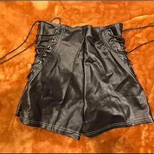 Leather Lace Up Shorts